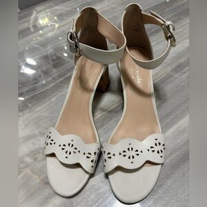 Kate Spade New York White Leather Block Heel Sandals - Size 7.5